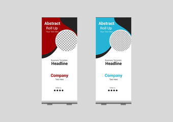 Corporate abstract roll up banner design template vector