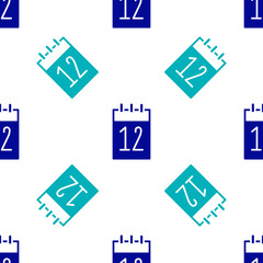 Blue Calendar 12 june icon isolated seamless pattern on white background. Russian language 12 june Happy Russia Day. Vector.