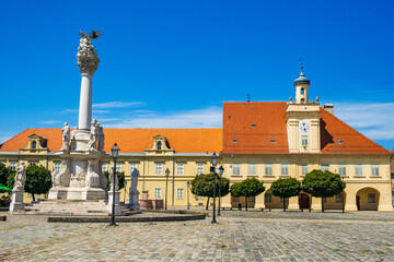 Holy trinity square in Tvrdja, old historic town of Osijek, Croatia
