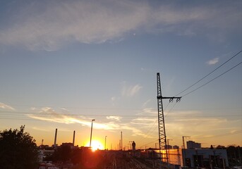 construction site at sunset