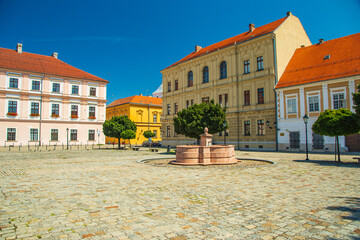 Holy trinity square in Tvrdja, old historic town of Osijek, Croatia
