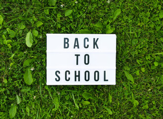 Back to school words made from black letters on white display
