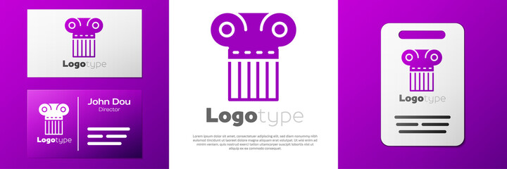 Logotype Ancient column icon isolated on white background. Logo design template element. Vector.