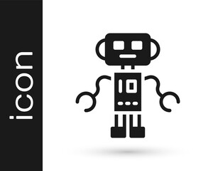 Black Robot toy icon isolated on white background. Vector.