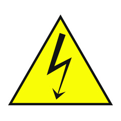 high voltage sign in the yellow triangular