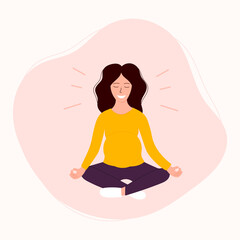 Obraz na płótnie Canvas Happy pregnant woman sitting in yoga pose. Meditation for pregnant woman.