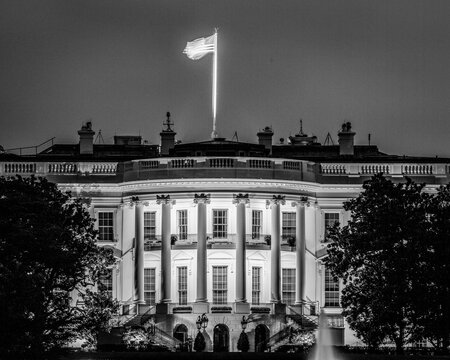 White House Building At Night In Washington DC