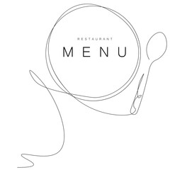 Menu restaurant background design. Plate and spoon vector illustration