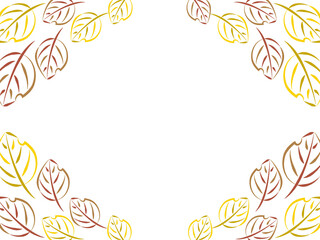 Fototapeta na wymiar 秋の葉のオシャレなフレーム背景　横向き　leaf frame Fashionable Line drawing
