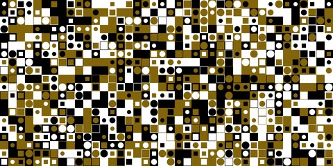 正方形と丸をランダムに組み合わせた幾何学模様