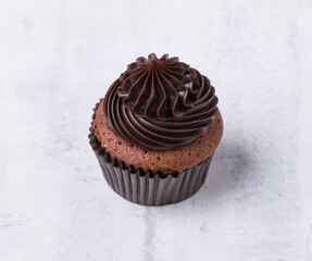 chocolate cupcake on white background, isolated