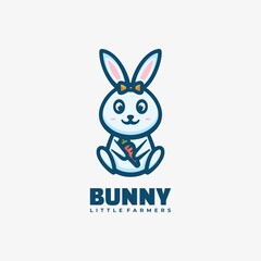 Vector Logo Illustration Bunny Simple Mascot Style.