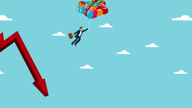 Manager fly with balloons to avoid declining arrow
