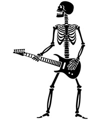 vector icon flat, skeleton with guitar, stencil