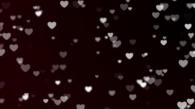 Bokeh blur hearts background animation
