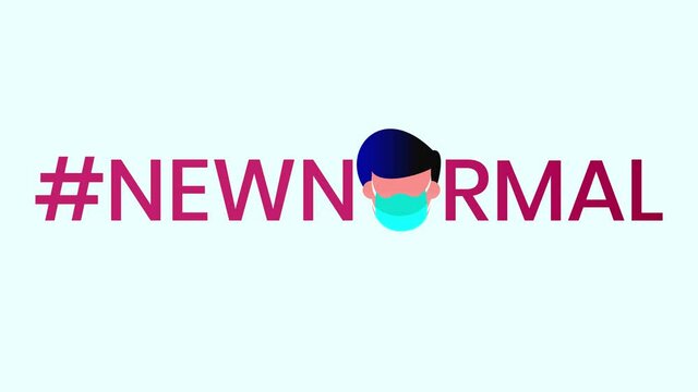 New normal hashtag with male head wears mask