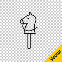 Black line Toy horse icon isolated on transparent background. Vector.