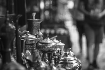 Traditional kettles propped in the Old Town