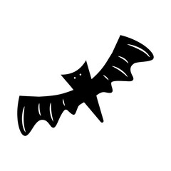 Hand drawn bat isolated on a white background. Element for celebrating Halloween. Doodle, simple outline illustration. It can be used for decoration of textile, paper and other surfaces.