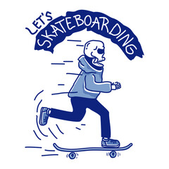 Skull Skateboarding II vector art for t-shirt design, wallpaper .etc