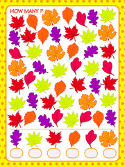 A game for children. count how many autumn leaves