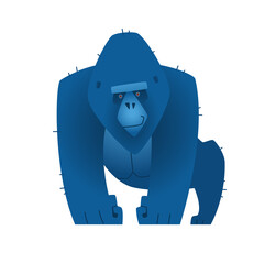 Big funny gorilla on white background. Vector illustration.