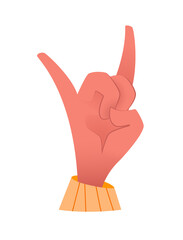 Hand in rock sign on white background. Vector illustration.