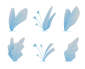 Leaves in flat and linear style for banner, poster, greeting card and advertising. Vector illustration.