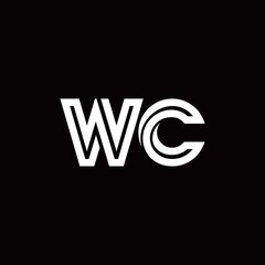 WC monogram logo with abstract line
