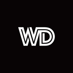 WD monogram logo with abstract line