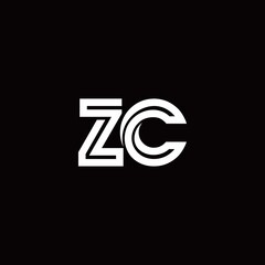 ZC monogram logo with abstract line