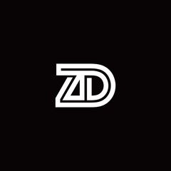 Obraz premium ZD monogram logo with abstract line