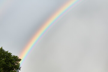 Double rainbow in the sky after rain