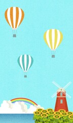 Naklejka premium Balloon and windmill