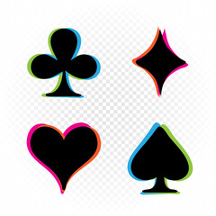 Fototapeta na wymiar playing cards sign in colored glitch shape