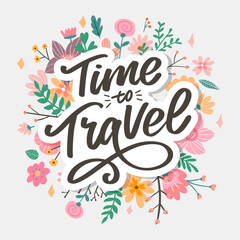 Calligraphic Writing lettering Time to Travel vector illustration