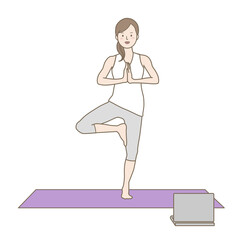 リモートでヨガのクラスを受講する女性