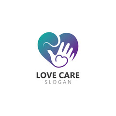 Creative Love and Care Logo Design inspiration Template