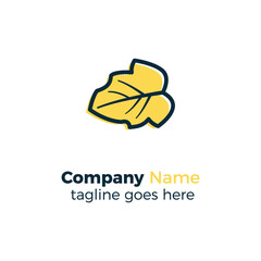line yellow leaf logo design icon vector illustration simple line