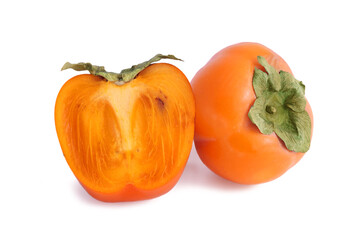Persimmon with half  isolated on white background
