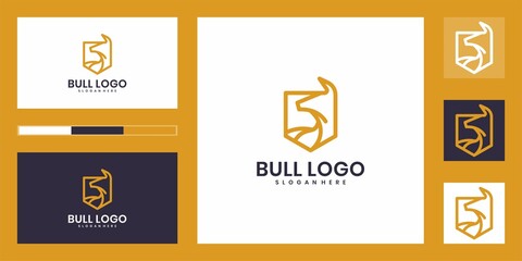 Abstract bull premium logo design. Creative bull horn outline icon symbol