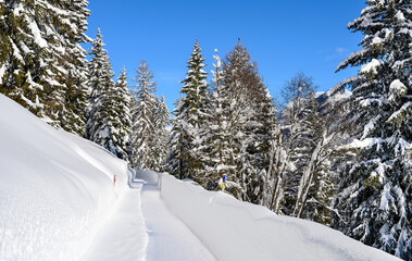 Scenery of  panoramic pass above winter resort  Davos, Switzerland.