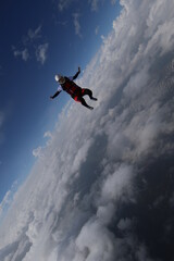 Fototapeta na wymiar Skydivers over mountains in Norway