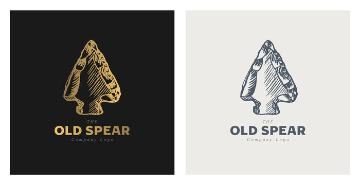 Spear Arrowhead hand drawn vintage grunge logo design