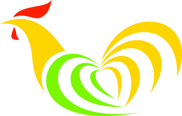 Abstract Color chicken vector Line Art Style