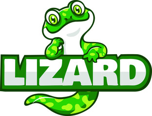 Cute Green Lizard Cartoon Character Design