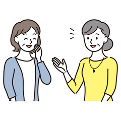 対話するシニア女性