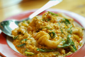 Stir Fried Squid with Curry Powder (Thai food)
