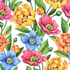 Abstract seamless floral pattern. Design wallpaper, fabric and packaging.