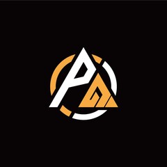 P Q initial logo modern triangle with circle on back